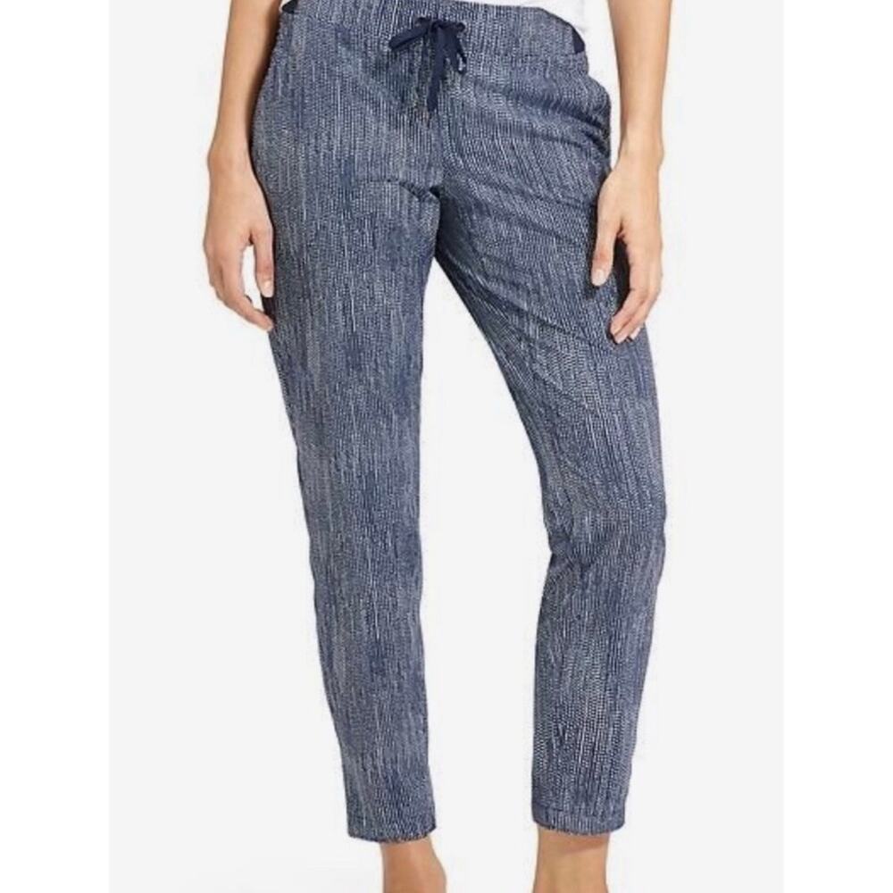 Athleta Batik Dot Midtown Blue White Ankle Pant Size 10 Active J41 Sz 10